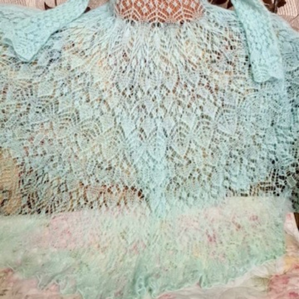 ONE OF A KIND HAND MADE KNITTED SILK MOHAIR DRESS - Picture 7 of 12